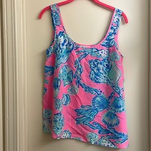 Lilly Pulitzer Cosmos silk sleeveless top in Barefoot Princess sz Sm 100% silk